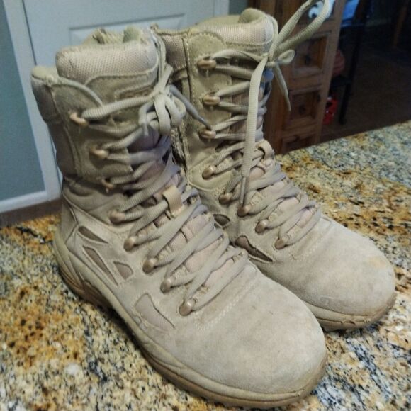 Reebok Rapid Response Tactical Boots Tan Beige 8" Leather Men’s 5M Women’s 7M 7 - Picture 6 of 12